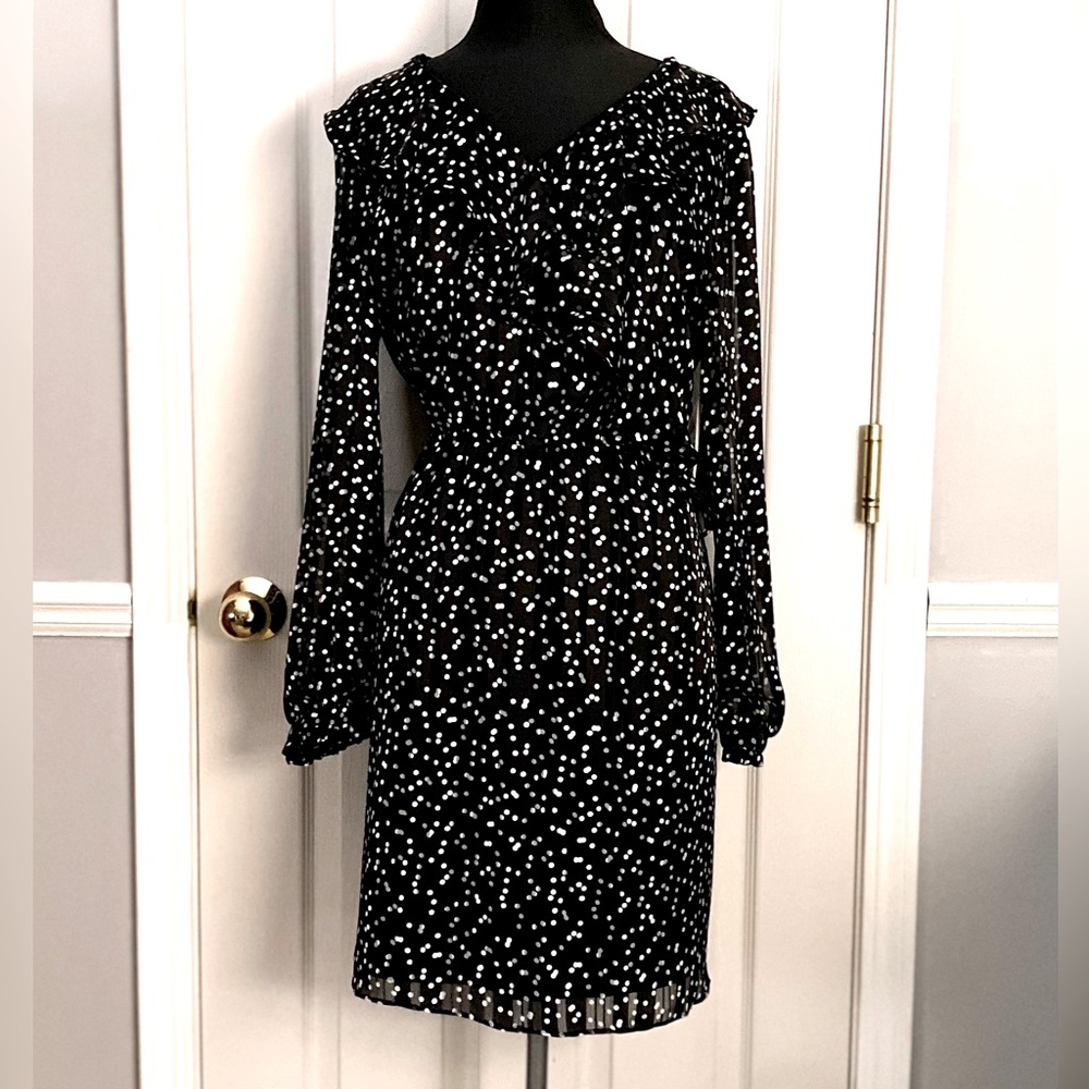 Black dress with white dots